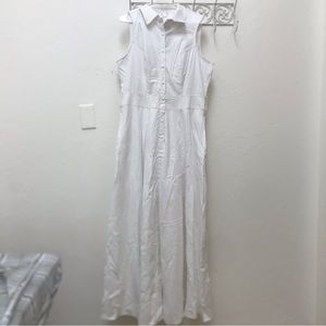 White Maxi Shirt Dress cotton blend 14 NWT